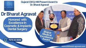 Gujarat CM and Health Minister Honor Dr. Bharat Agravat with Bharat Medical Excellence Award in Cosmetic and Implant Dentistry
